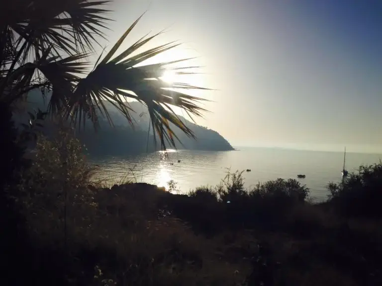 View of the beach in Almunecar at sunrise.